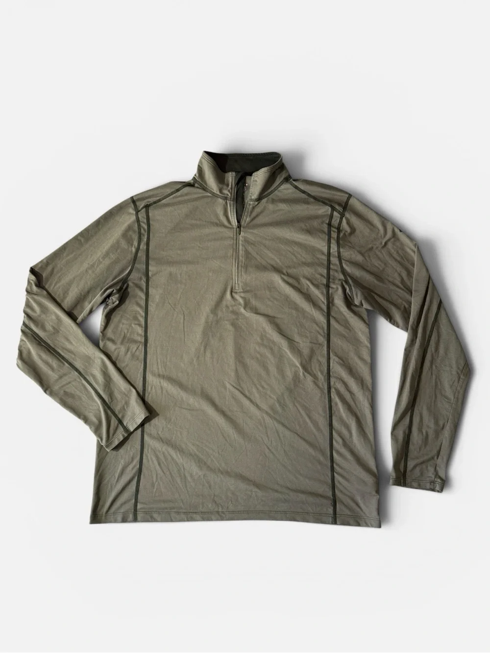 Mountain Hardwear mens L Large green 1/4 zip pullover outdoor base layer sweater